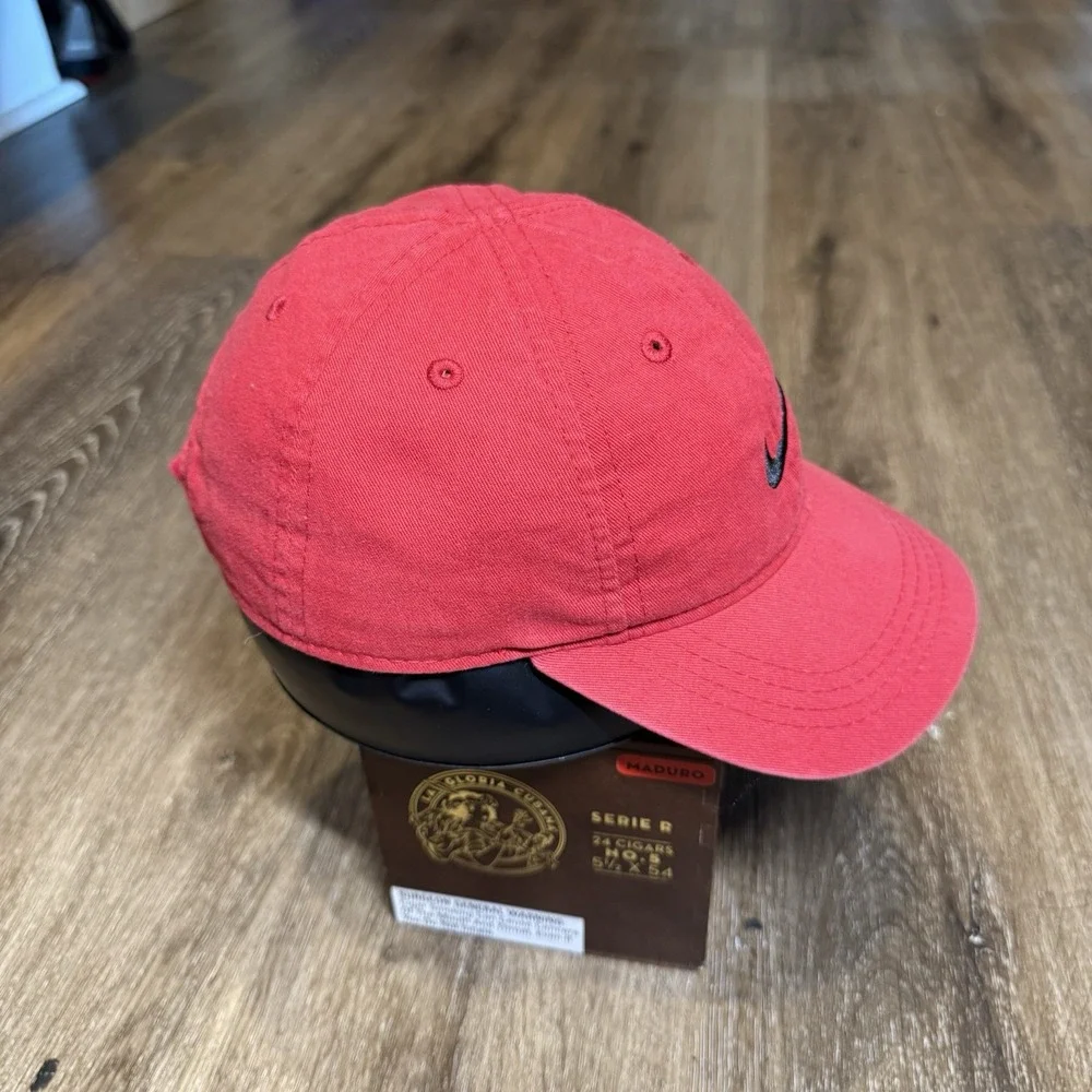 Vintage Nike Hat Youth Red Black 4-7 Adjustable Strap 90s Y2K 2000s Baseball Cap